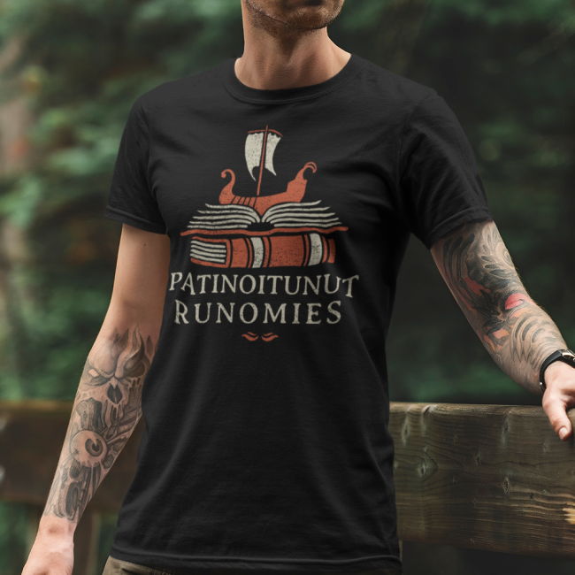 T-PAITA MUSTA - PATINOITUNUT RUNOMIES - KAMALA LUONNE (00 2054)