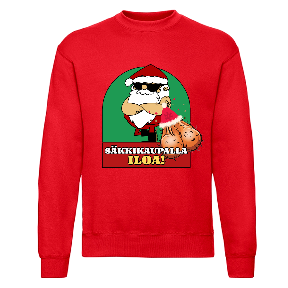 JOULU COLLEGE PUNAINEN - SÄKKIKAUPALLA ILOA! (2600)