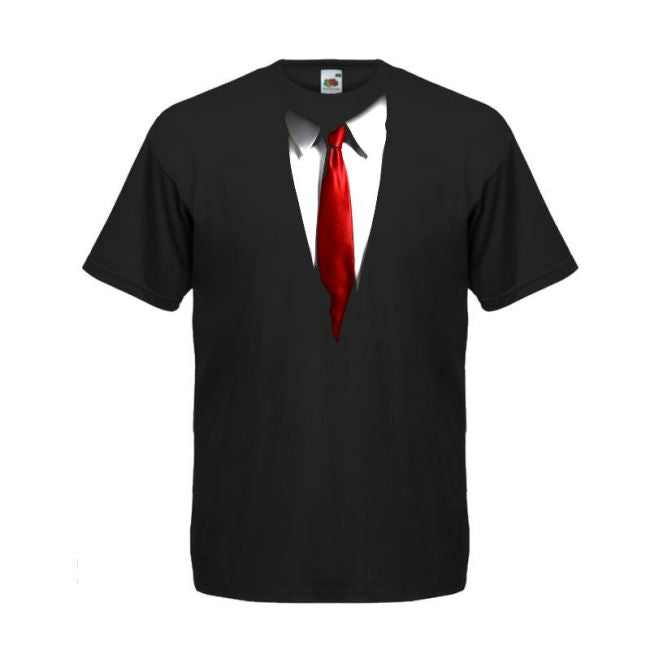 T-PAITA musta - Punainen kravatti (00 718)