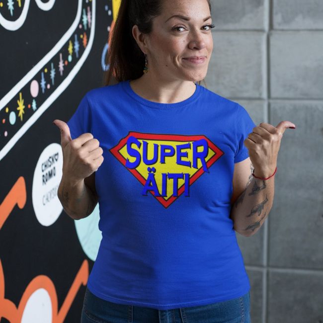 NAISTEN PAITA sininen - SUPER ÄITI (1338)