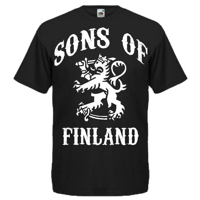 T-PAITA SONS OF FINLAND ISOLLA PAINATUKSELLA musta (81481)
