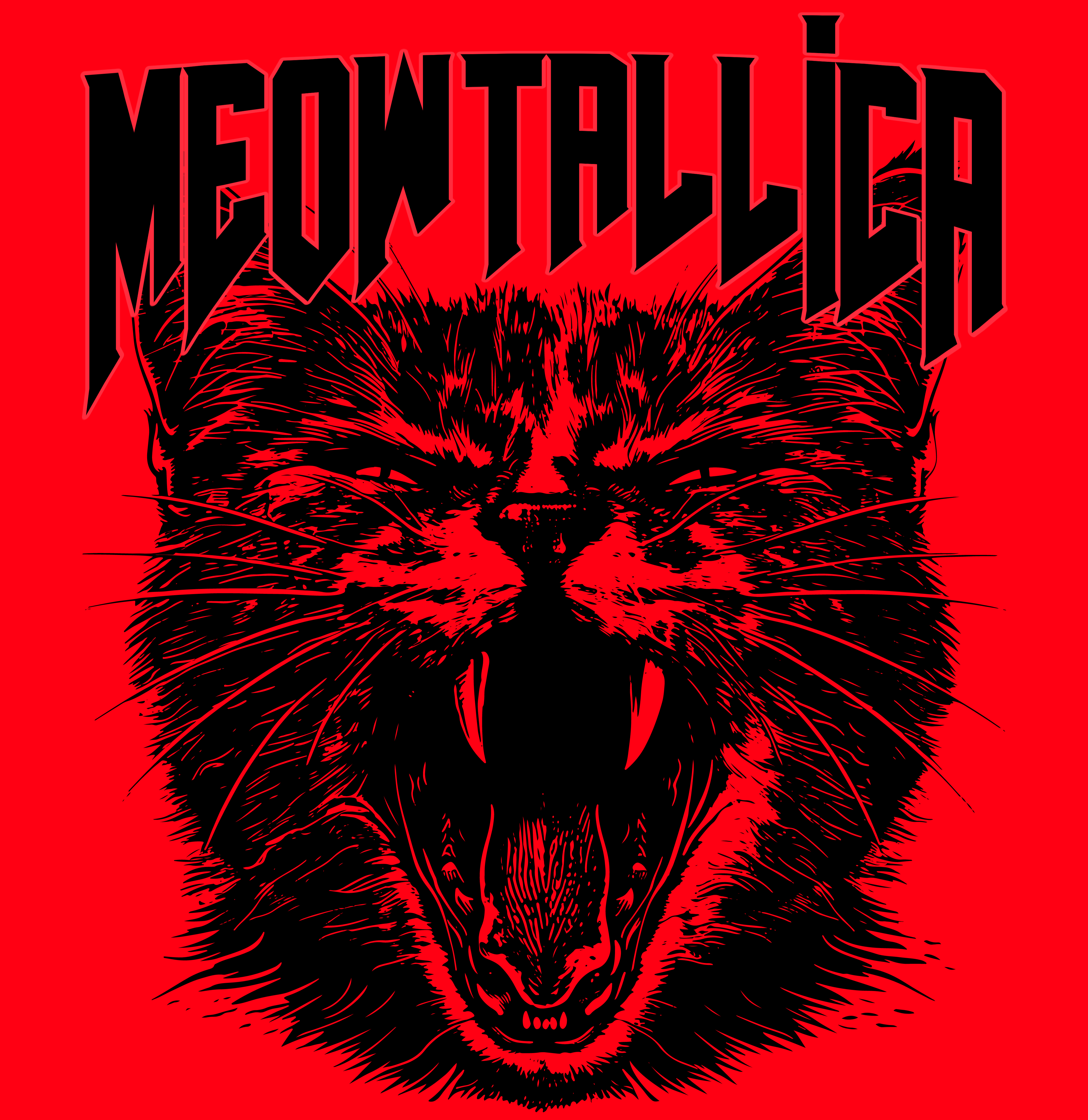 KISSABÄNDI T-PAITA PUNAINEN - MEOWTALLICA (00 153)