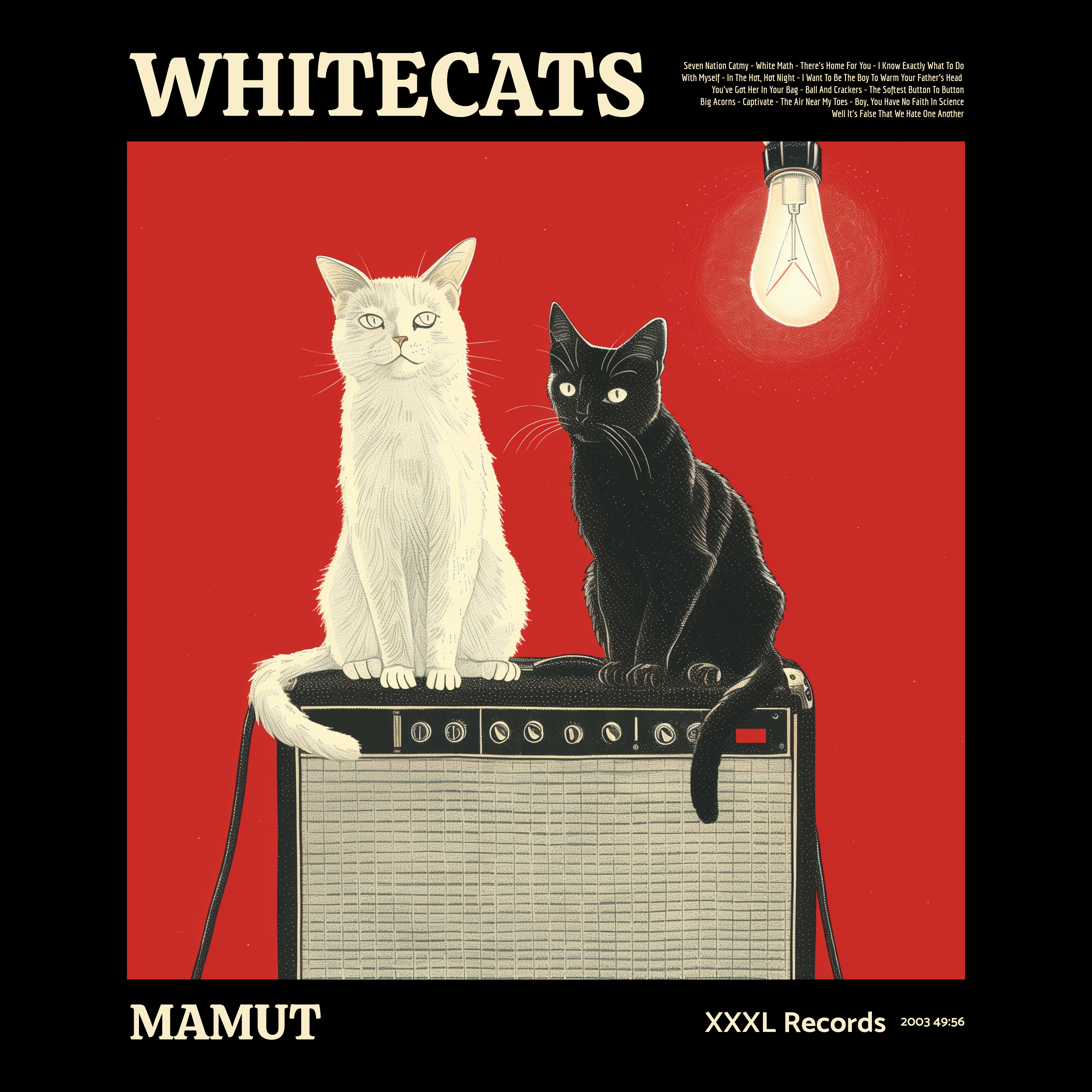 KISSABÄNDI T-PAITA MUSTA - WHITECATS (2940)