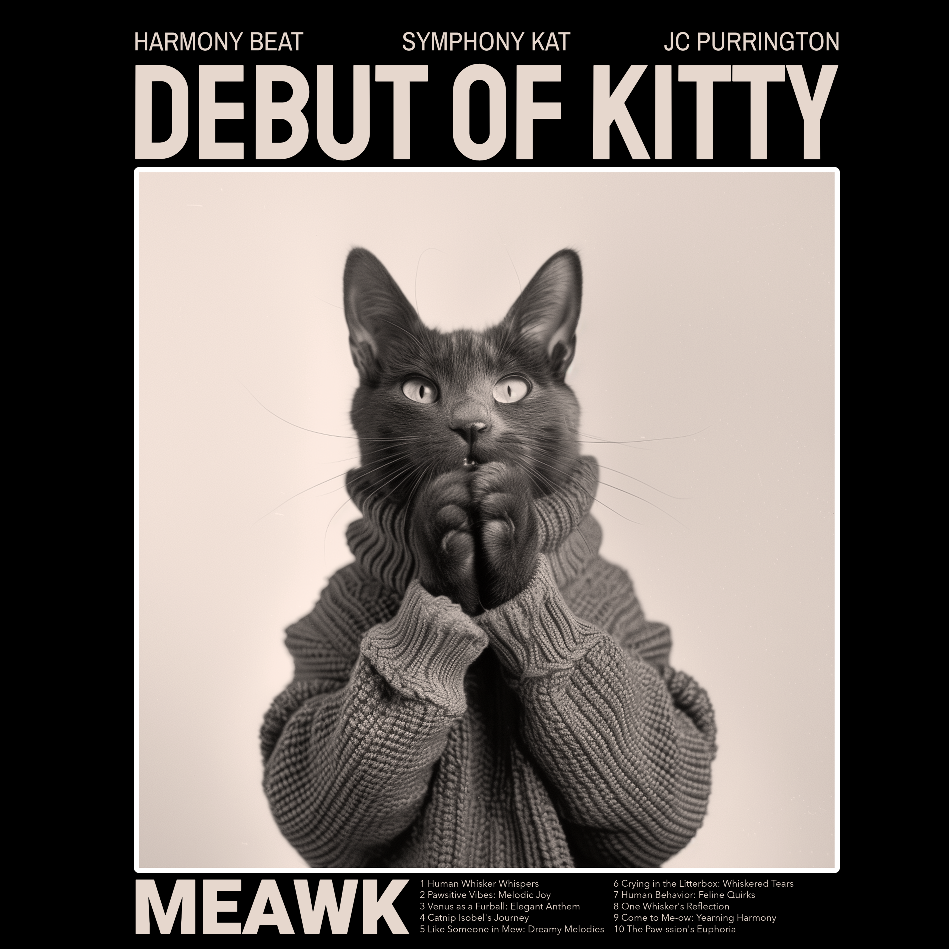 KISSABÄNDI T-PAITA MUSTA - DEBUT OF KITTY (2936)