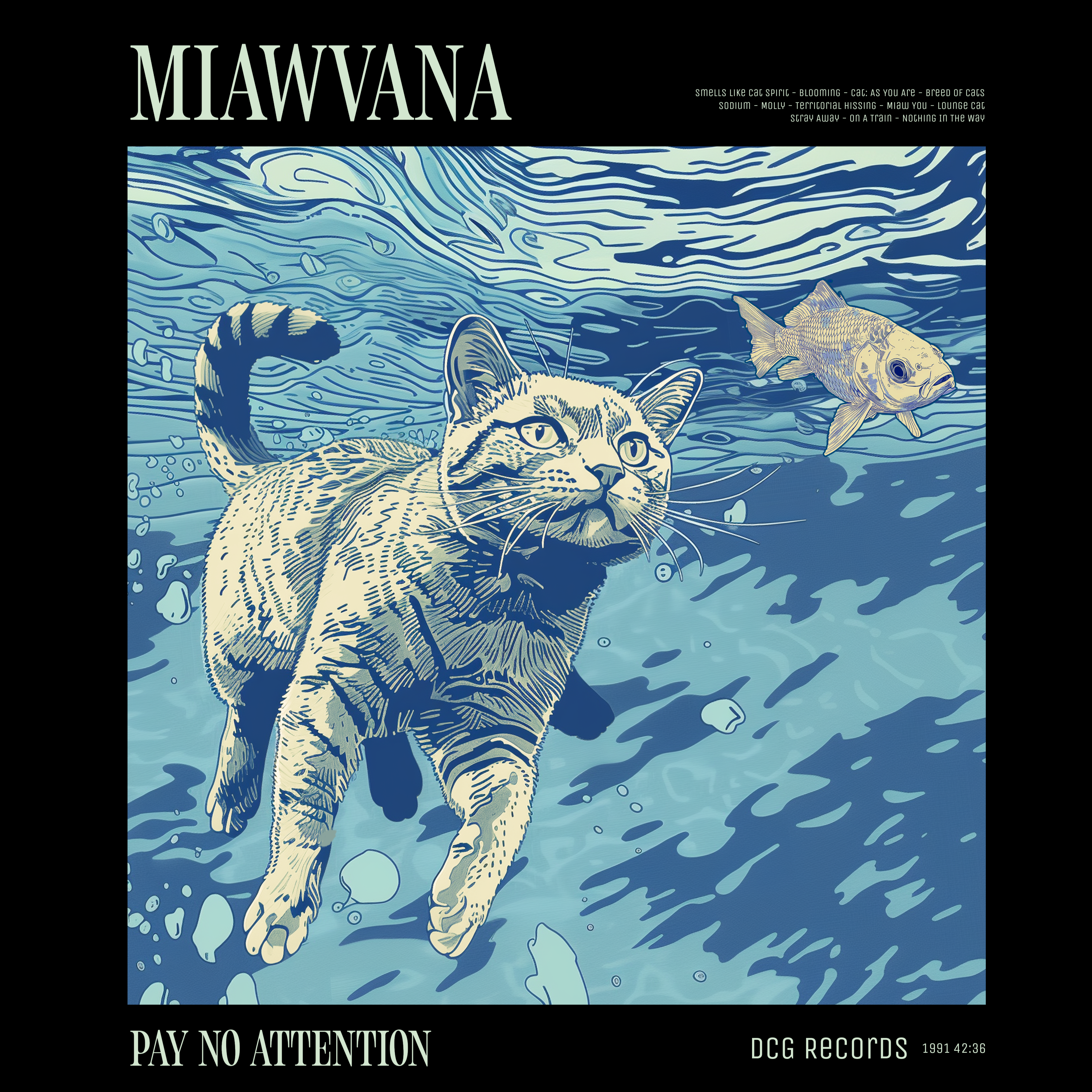 KISSABÄNDI T-PAITA MUSTA - MIAWVANA (2938)
