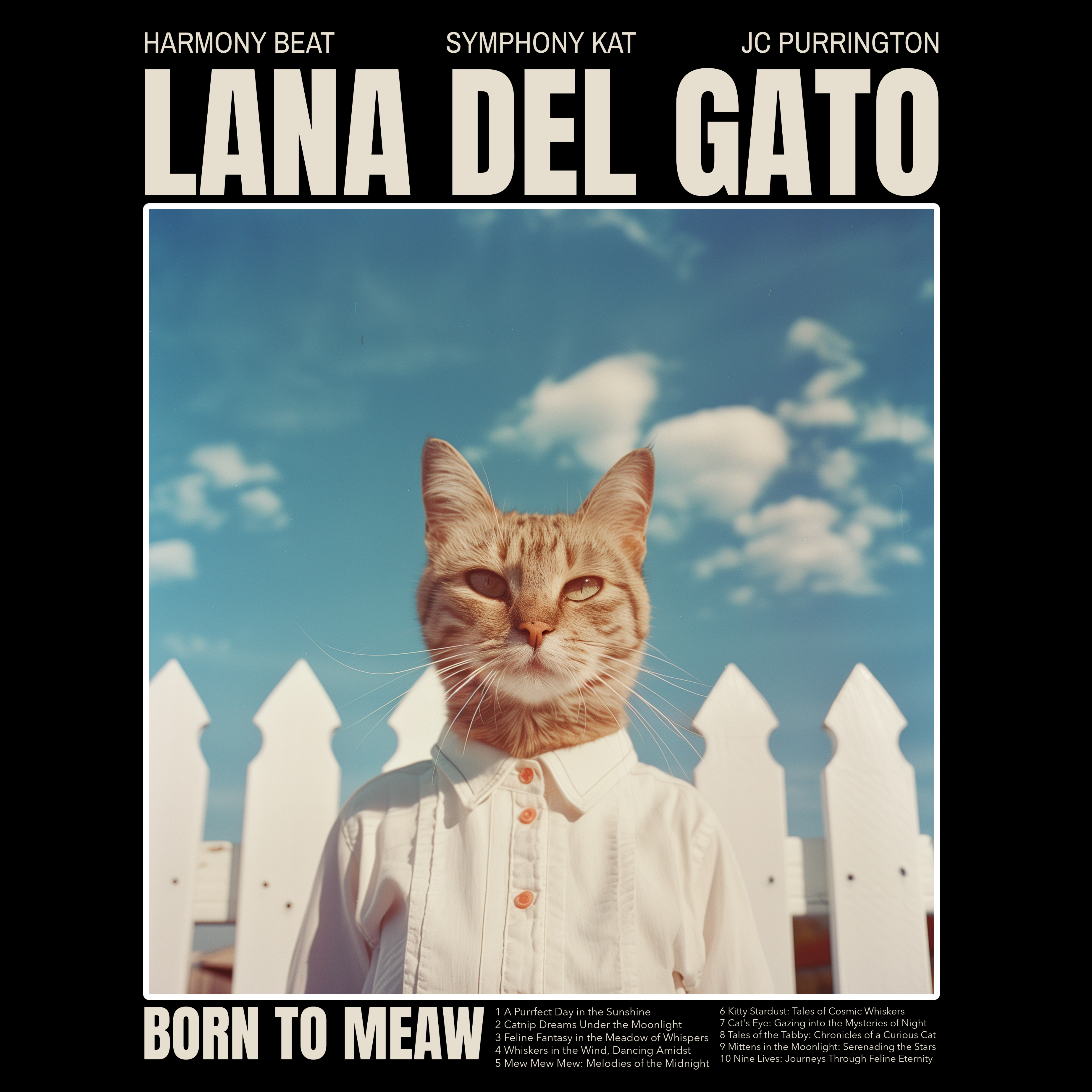 KISSABÄNDI T-PAITA MUSTA - LANA DEL GATO (2933)