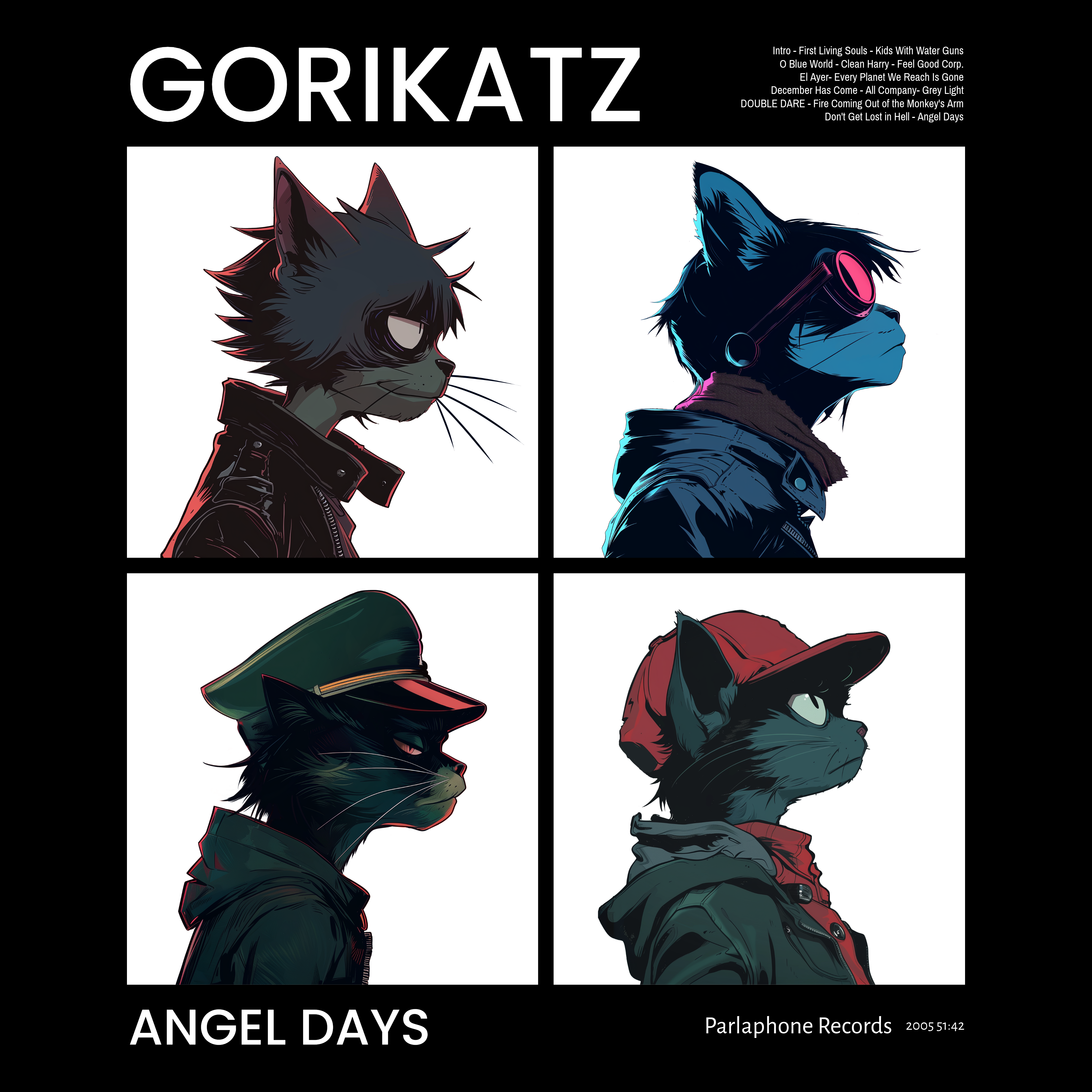 KISSABÄNDI T-PAITA MUSTA - GORIKATZ (2942)