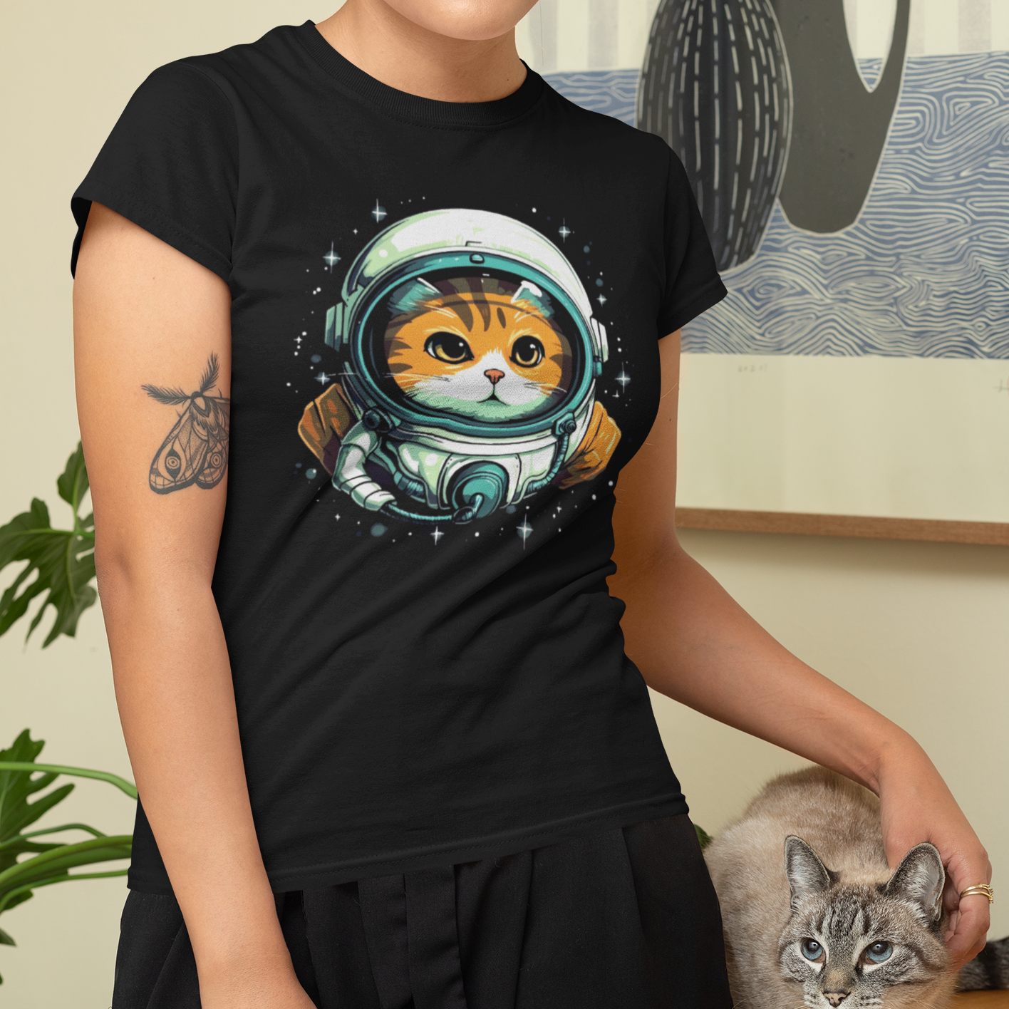 NAISTEN PAITA musta - SPACE CAT (2700)