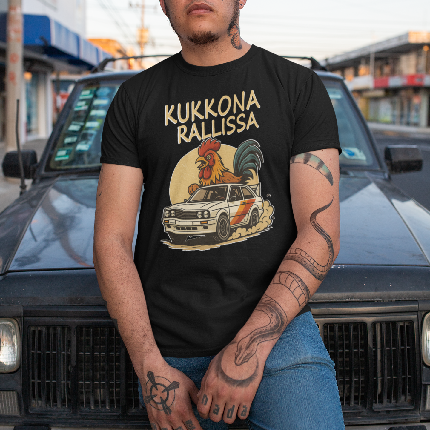 T-PAITA MUSTA - KUKKONA RALLISSA - KAMALA LUONNE (00 248)