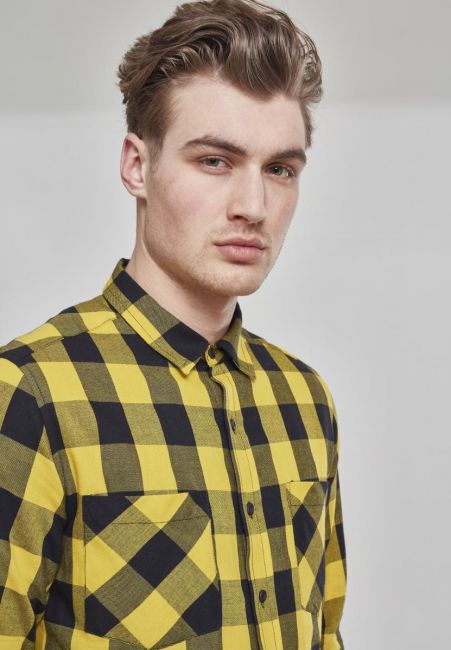 KAULUSPAITA - Checked Flanell Shirt HONEY - URBAN CLASSICS
