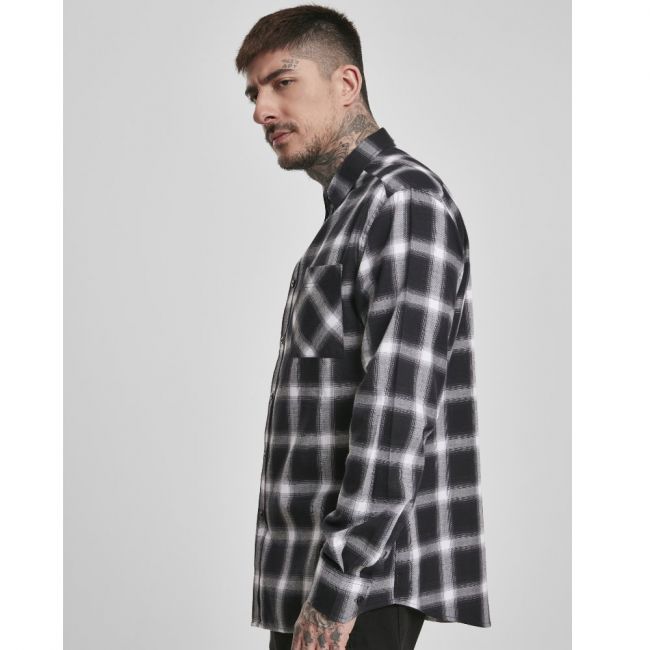 KAULUSPAITA - Oversized Checked Shirt blk/wht - URBAN CLASSICS
