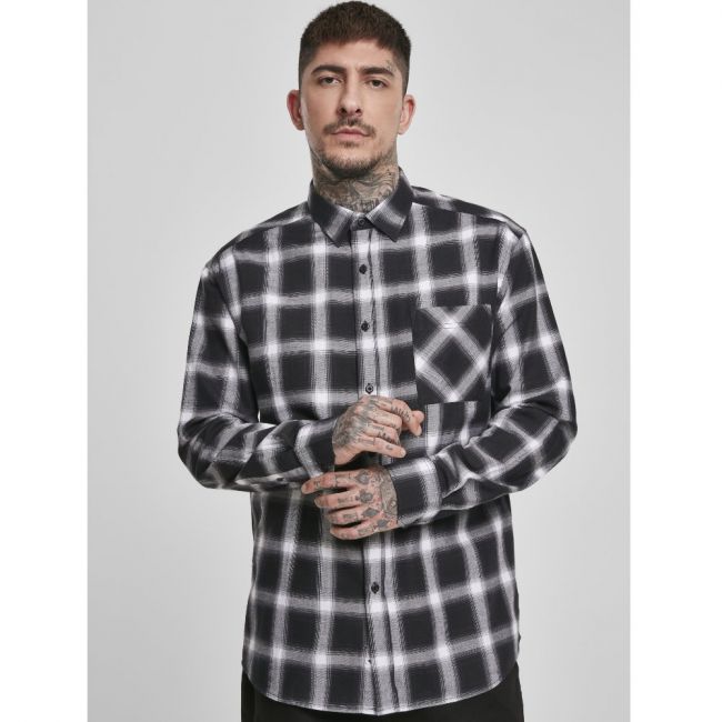 KAULUSPAITA - Oversized Checked Shirt blk/wht - URBAN CLASSICS