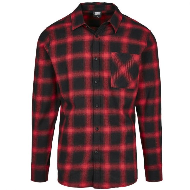 KAULUSPAITA - Oversized Checked Shirt blk/red - URBAN CLASSICS