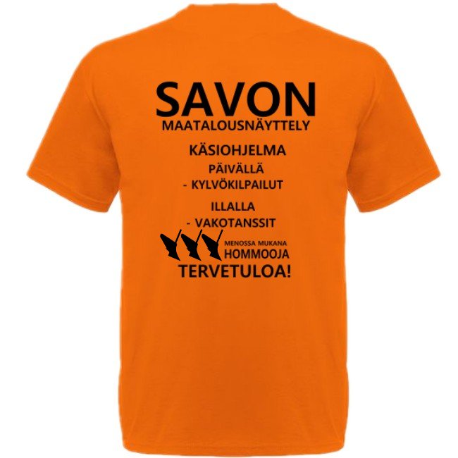 T-PAITA oranssi - HOMMOOJA SELKÄPAINATUKSELLA (00 80)