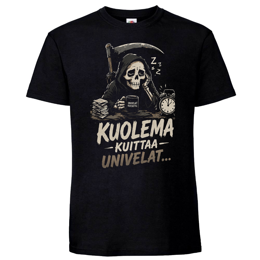 T-PAITA MUSTA - KUOLEMA KUITTAA UNIVELAT cartoon versio (3275)