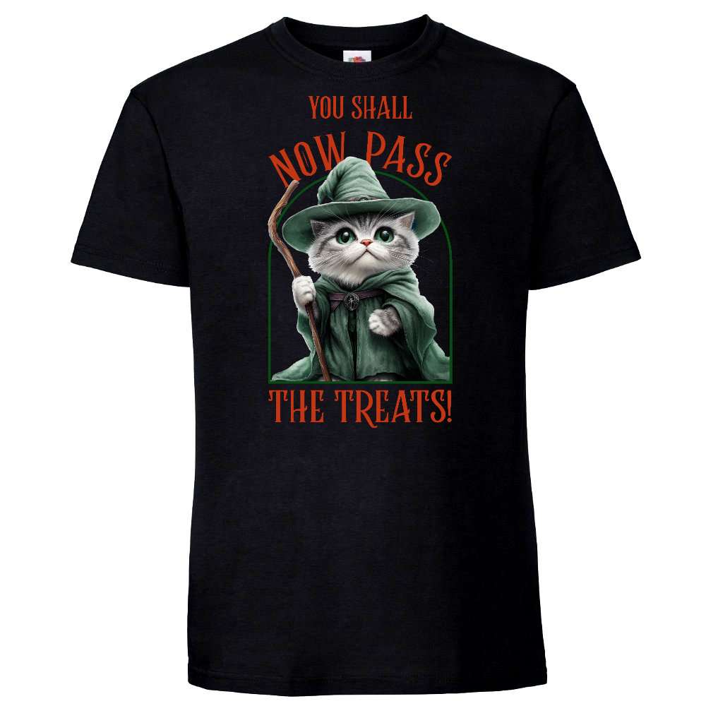 KISSALEFFA T-PAITA MUSTA - YOU SHALL NOW PASS THE TREATS (3038)