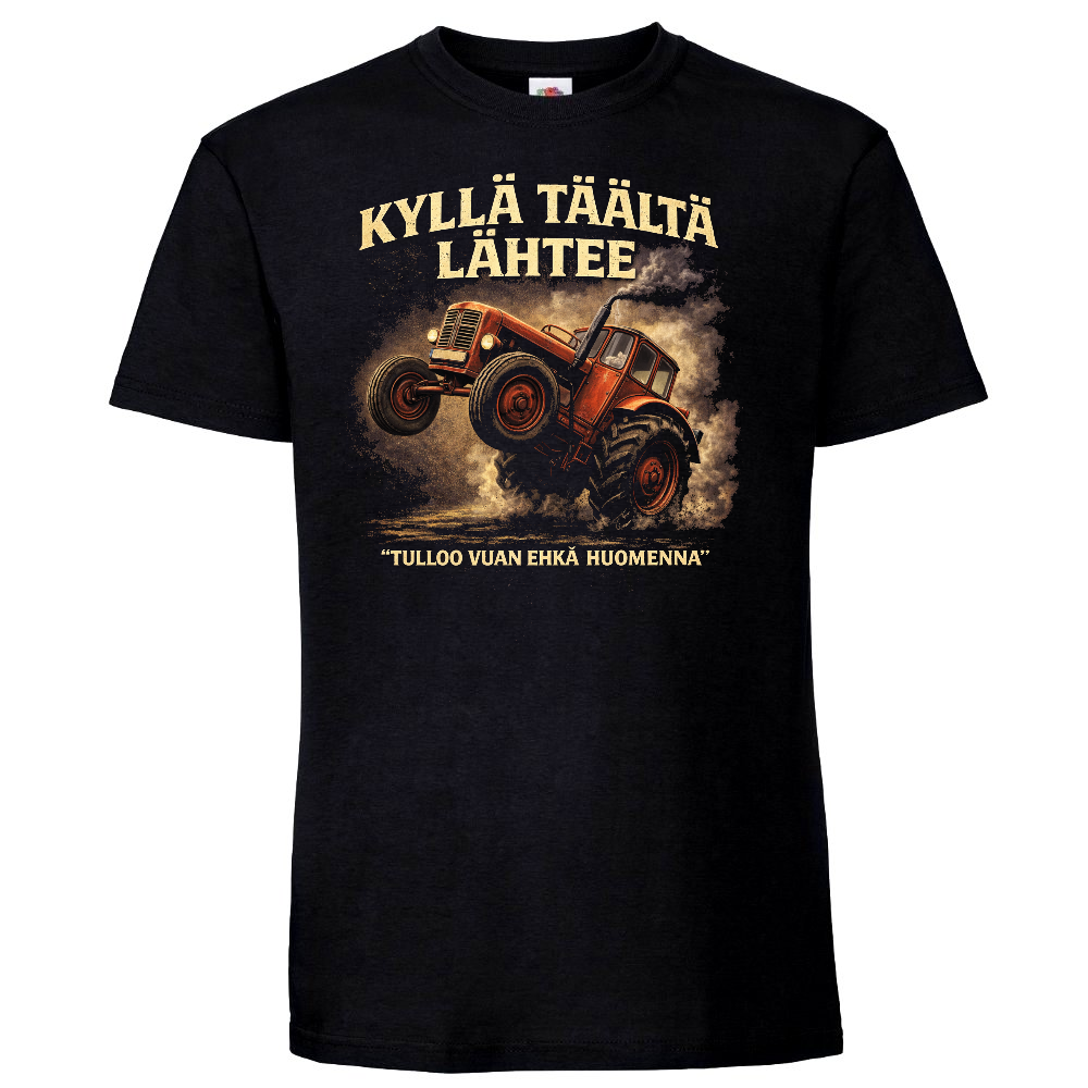 SAVOLAISTEN VAUHTI T-PAITA MUSTA - KYLLÄ TÄÄLTÄ LÄHTEE