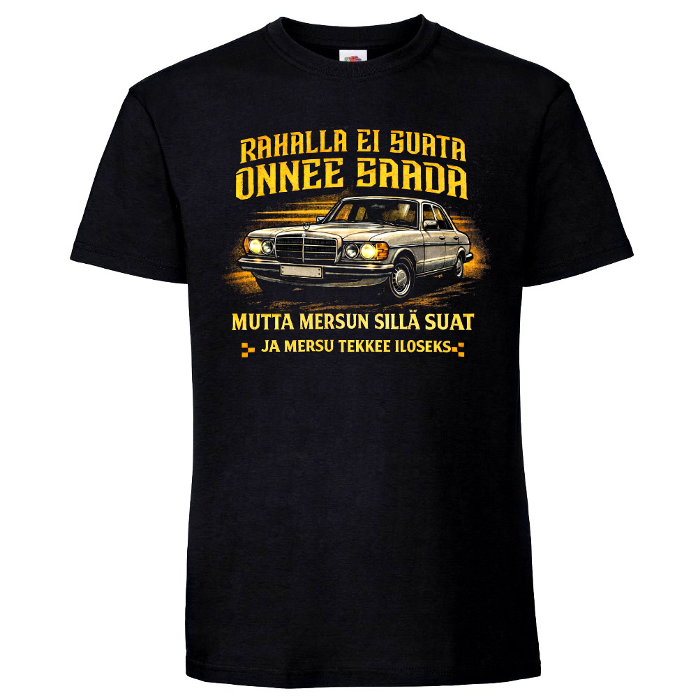 SAVOLAISTEN VAUHTI T-PAITA MUSTA - RAHALLA EI SUATA ONNEE SAADA