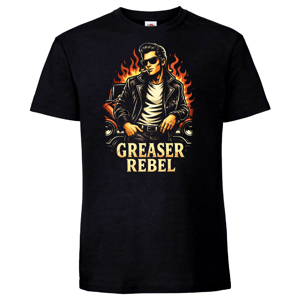 T-paita musta - GREASER REBEL (3214)