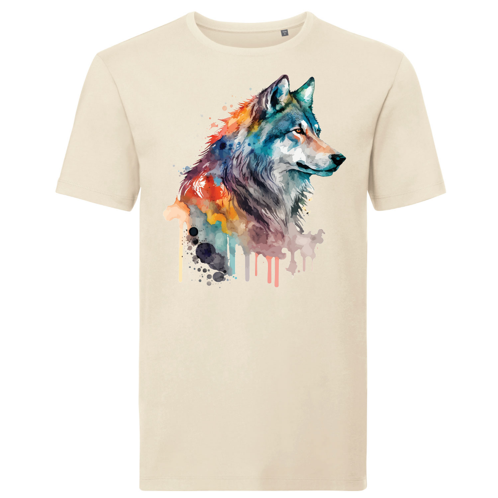 T-Paita luonnonvalkoinen - WATERCOLOR WOLF (00 2708)