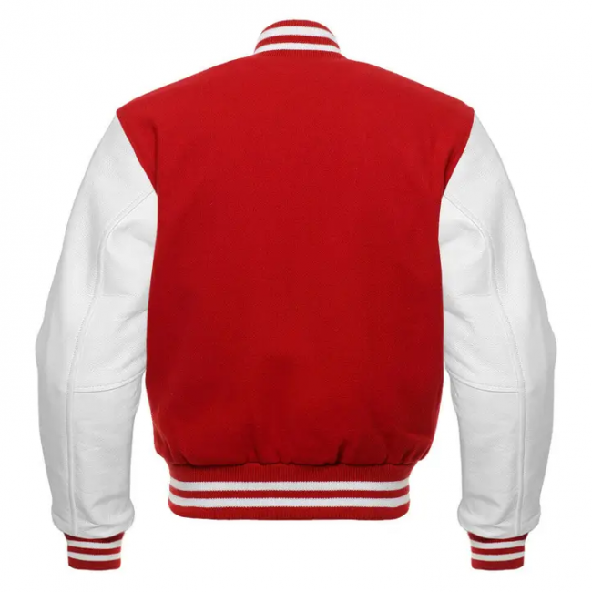 Baseball takki nahkahihoilla - punainen/valkoinen