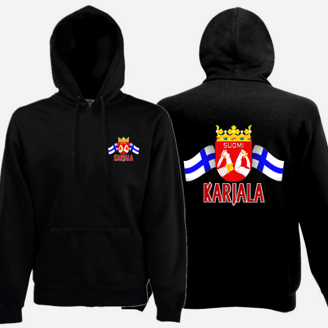 VETOKETJUHUPPARI KARJALA/SUOMEN LIPUT musta
