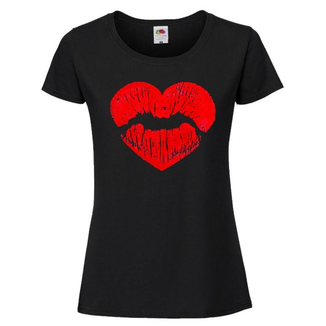 NAISTEN PAITA MUSTA - SYDÄN HUULET (00 1415)