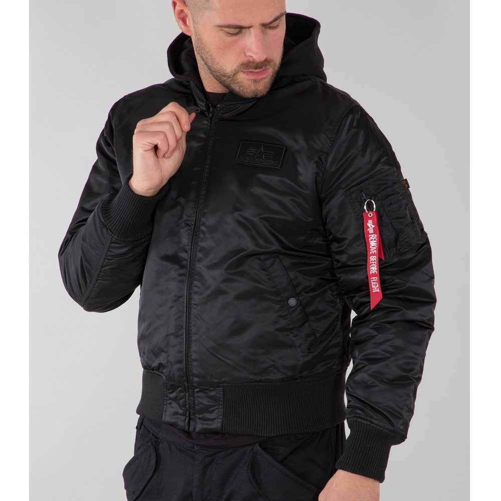 ALPHA MA-1 PILOTTITAKKI HUPULLA - ZH BACK PRINT BLACK/WHITE