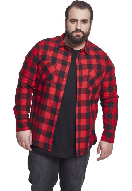 KAULUSPAITA - Checked Flanell Shirt RED - URBAN CLASSICS