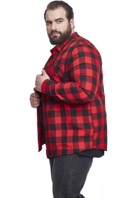 KAULUSPAITA - Checked Flanell Shirt RED - URBAN CLASSICS