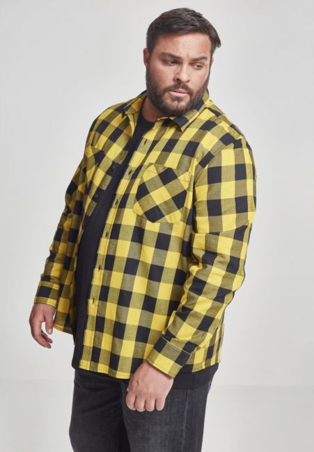 KAULUSPAITA - Checked Flanell Shirt HONEY - URBAN CLASSICS