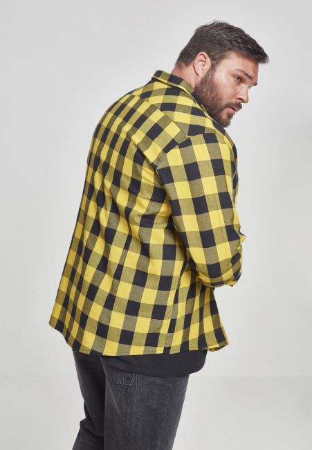 KAULUSPAITA - Checked Flanell Shirt HONEY - URBAN CLASSICS