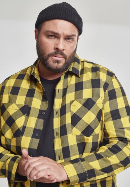 KAULUSPAITA - Checked Flanell Shirt HONEY - URBAN CLASSICS