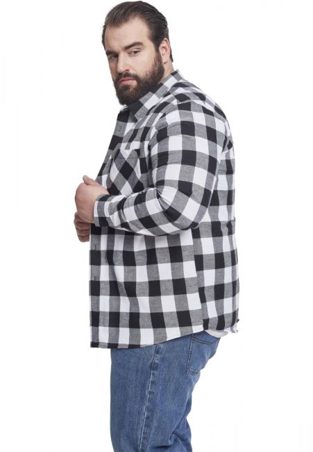 KAULUSPAITA - Checked Flanell Shirt WHITE - URBAN CLASSICS