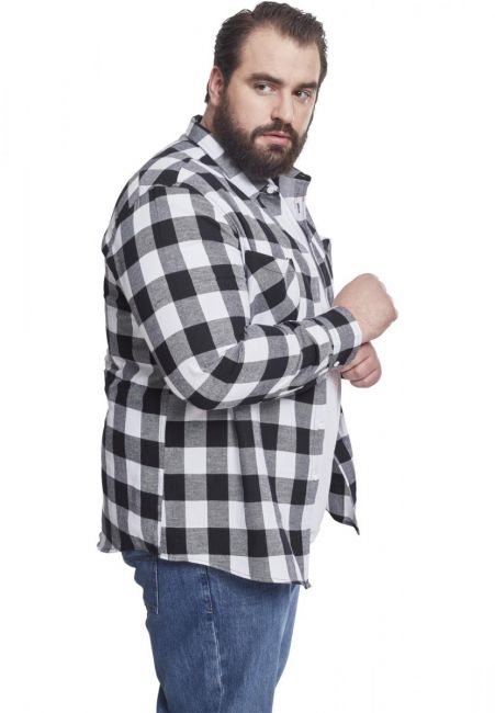 KAULUSPAITA - Checked Flanell Shirt WHITE - URBAN CLASSICS