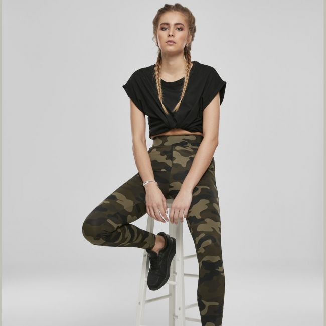 LEGGINSIT - High Waist Camo Tech WOOD CAMO - URBAN CLASSICS
