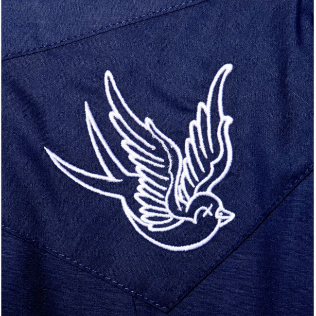 KAULUSPAITA - Sparrow Western in Navy - STEADY CLOTHING