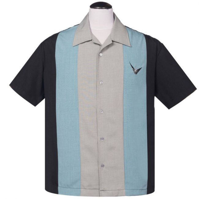 KAULUSPAITA - Atomic Mad Men Button Up in Black/Sea Foam - STEADY CLOTHING