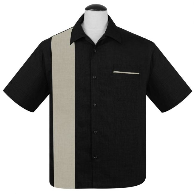 KAULUSPAITA -PopCheck Single Panel Button Up in Black/Sage - STEADY CLOTHING