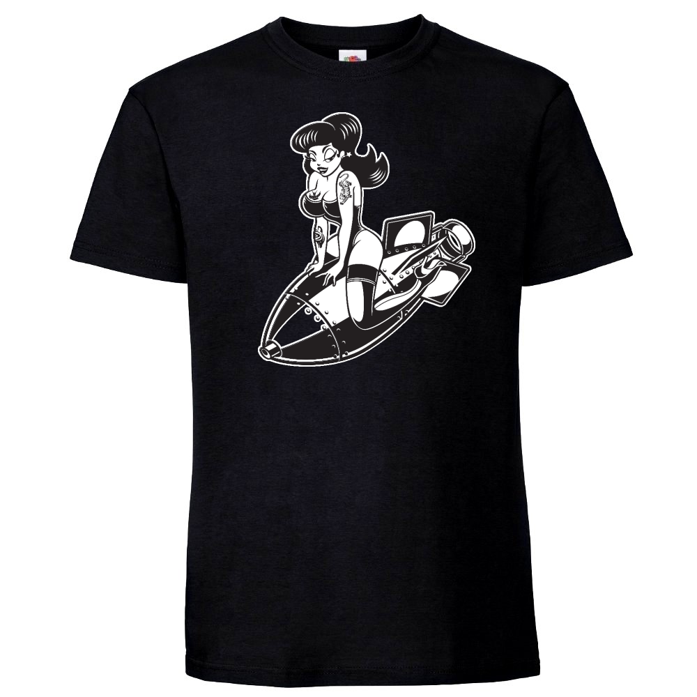 T-PAITA MUSTA - PINUP RIDING (3088)