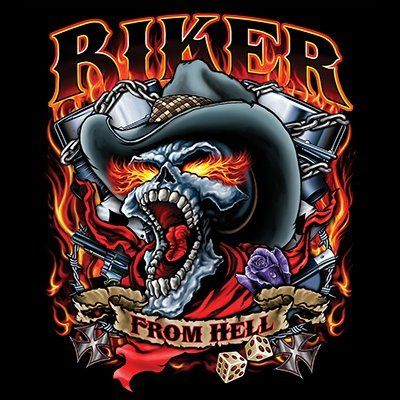 T-PAITA MUSTA SOF TEE - BIKER FROM HELL (984)