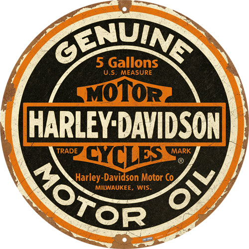 Kilpi pyöreä Harley-Davidson - Genuine Motor Oil