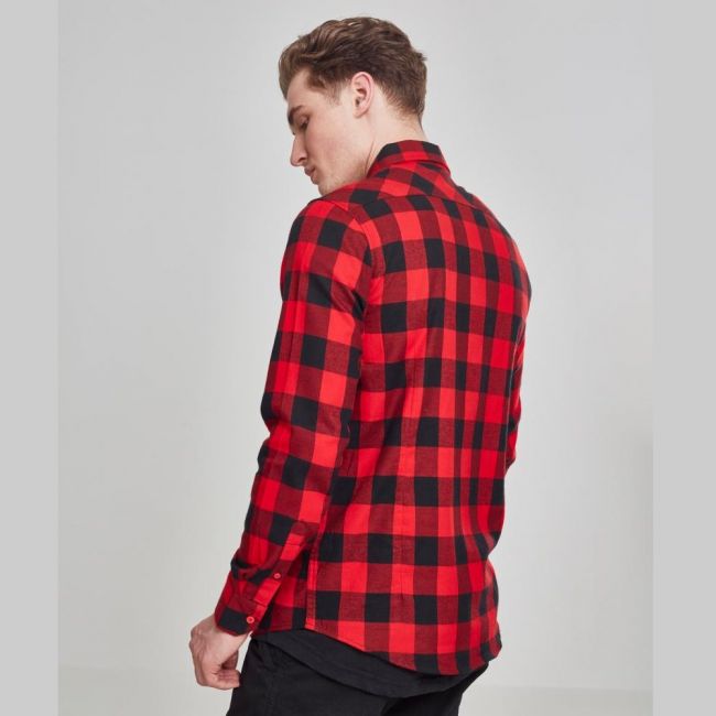 KAULUSPAITA - Checked Flanell Shirt RED - URBAN CLASSICS