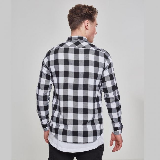 KAULUSPAITA - Checked Flanell Shirt WHITE - URBAN CLASSICS