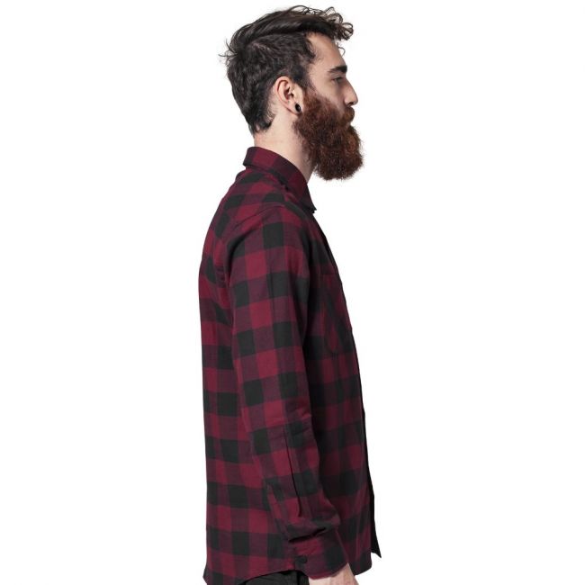 KAULUSPAITA - Checked Flanell Shirt BURGUNDY - URBAN CLASSICS