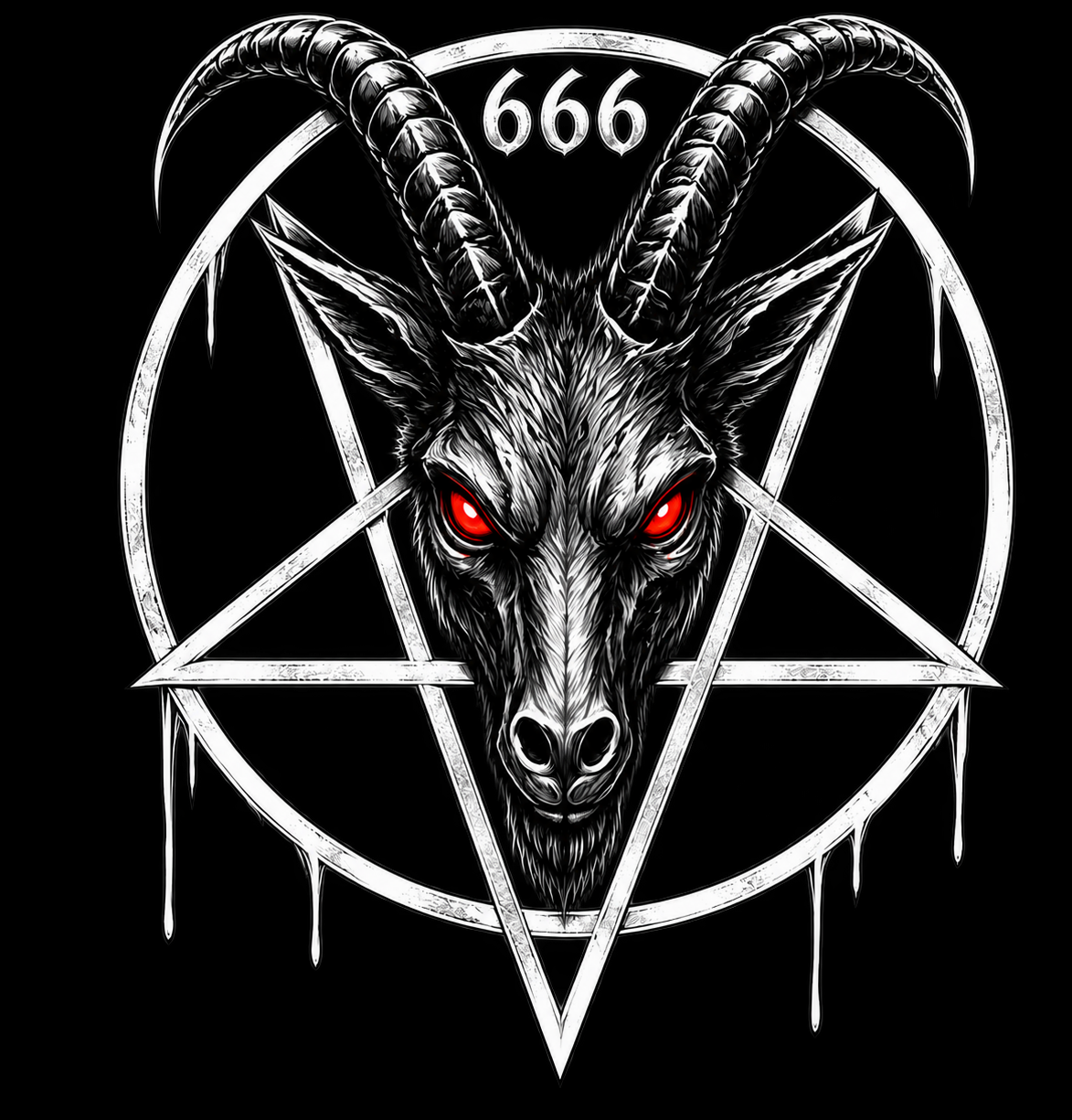 T-PAITA MUSTA -  BAPHOMET 666 (00 1035)