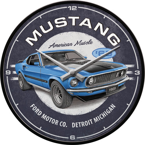Seinäkello Ford Mustang - 1969 Mach 1 Blue