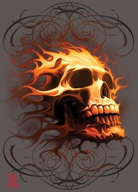 T-PAITA grafiitti - FIRE SKULL (614)