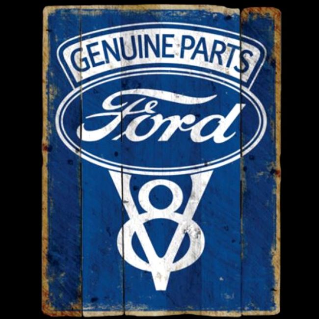 FORD GENUINE PARTS V8 LOGO VINTAGE SIGN (989A)