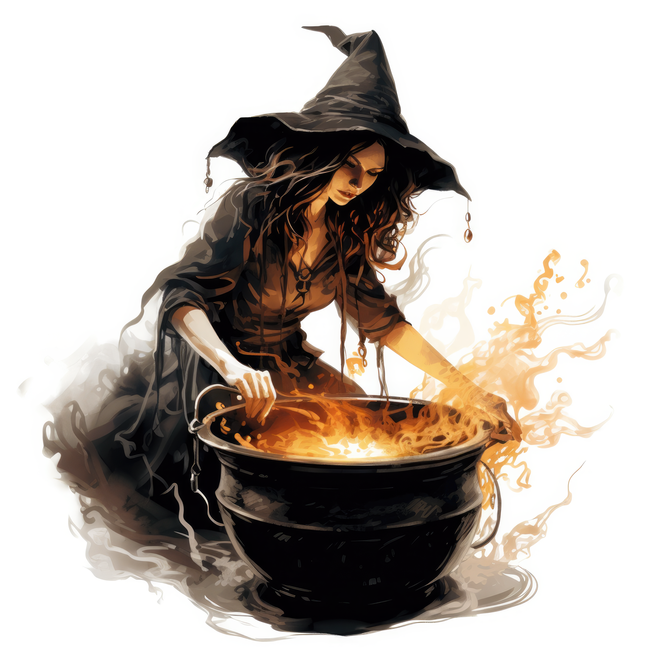 A witch stirring a cauldron 2 (paitakuva)